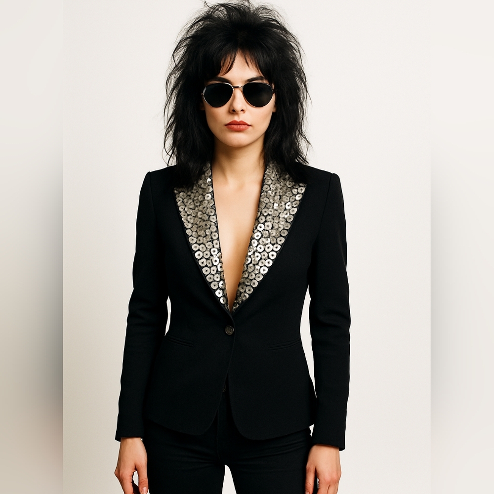 Cache' Vintage Abalone Shell Button Collar Blazer - image 1